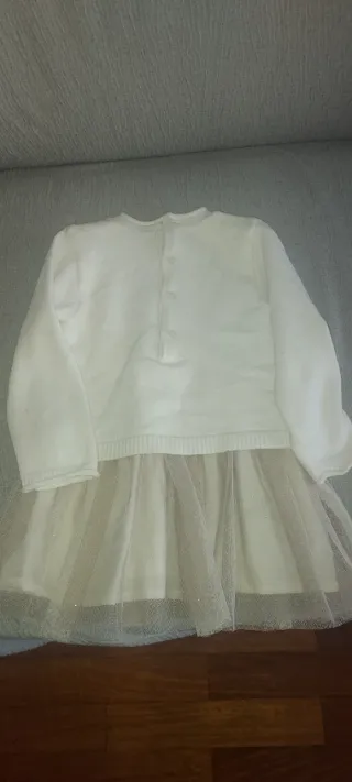 Vestido Mayoral niña blanco tul flores