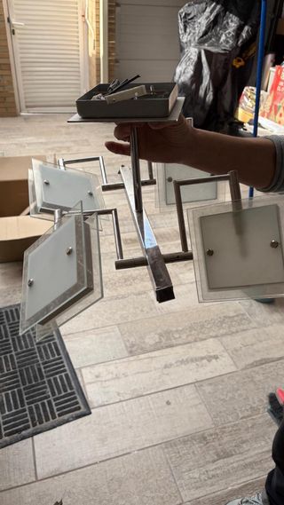 Lámparas de salón (2) plata y cristal