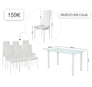 Tavolo da Pranzo in Cristallo Nero + 6 Sedie