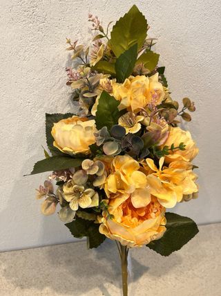 Bouquet peonie fiori artificiali 55cm giallo