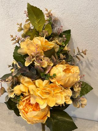 Bouquet peonie fiori artificiali 55cm giallo