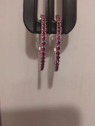 Pendientes Aro Plata y Piedras Swarovski nuevos
