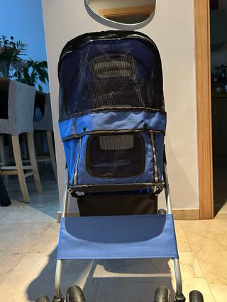 Carrito Plegable Mascotas Azul Negro
