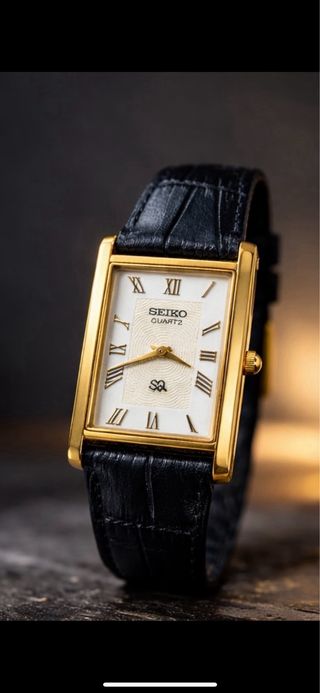 Orologio Seiko Rettangolare Oro Nero