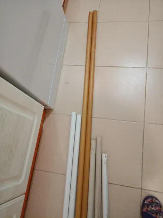 2 Barra blanca 180 cortina visillo gancho soporte