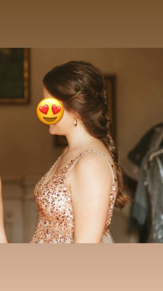 Vestido fiesta oro rosa talla 44