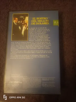 Película VHS El Rostro del Millón de Dólares