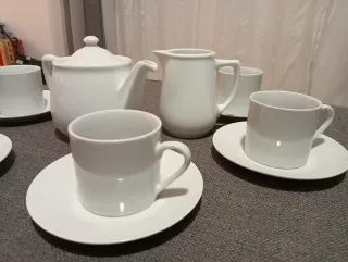 Juego de café porcelana blanca