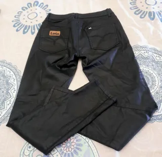 Lois Women's Black Coated Slim Trousers-Size 28/36