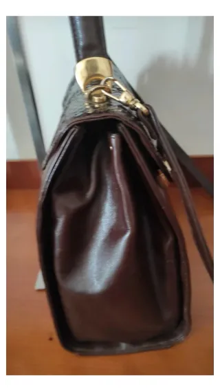 Borsetta Vintage Pelle Marrone Dettagli Oro