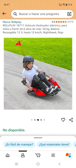 Patin Deslizador Eléctrico Rollplay Rojo