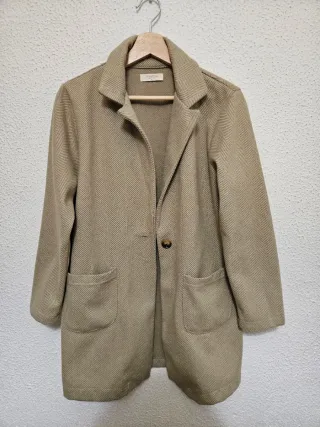 Abrigo paño espiga beige White&One