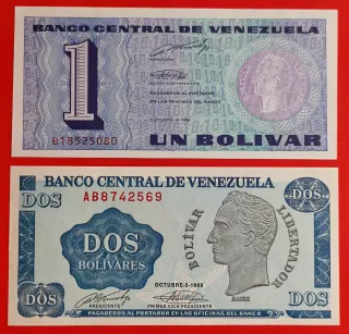 Venezuela 4 Billetes 1 2 5 10 Bolívar/s 1989‑1995