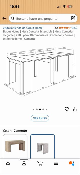 Mesa Comedor Extensible Skraut Home Cemento.