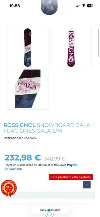 Tabla Snowboard Rossignol Gala 150cm + Fijaciones