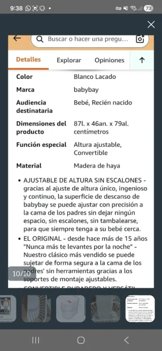 Babybay Original cuna colecho madera