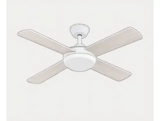 Ventilador de techo blanco y madera