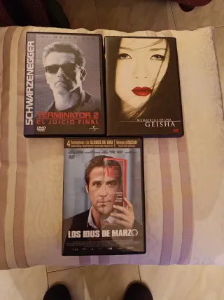 3 Películas DVD: Terminator 2, Geisha, Idus de Mar