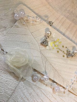 conjunto  Comunión Perlas y Flor de seda (LEER ...