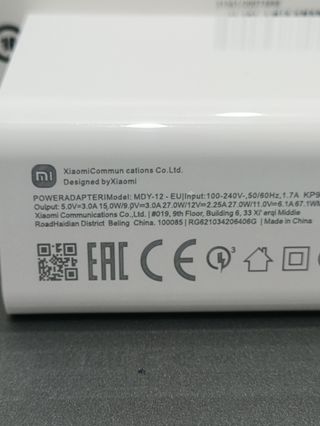 Cargador Xiaomi 67W Carga Rápida con Cable