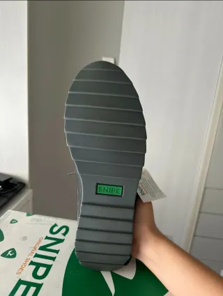 Zapato de piel Snipe negro y azul