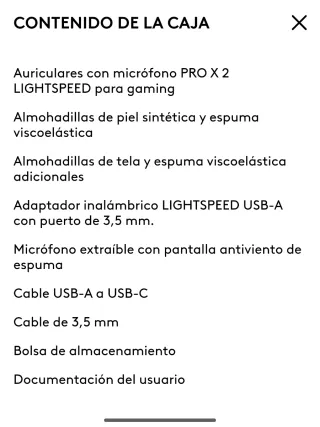 Auriculares Cascos Logitech Pro X 2 Lightspeed