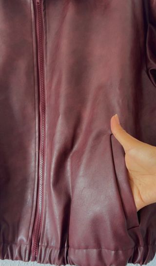 Chaqueta bomber cuero burdeos