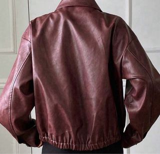 Chaqueta bomber cuero burdeos