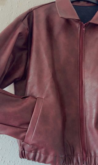 Chaqueta bomber cuero burdeos