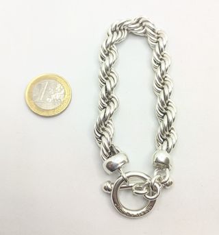 Pulsera Salomónica de plata 925, 58.42 g, 22 cm.