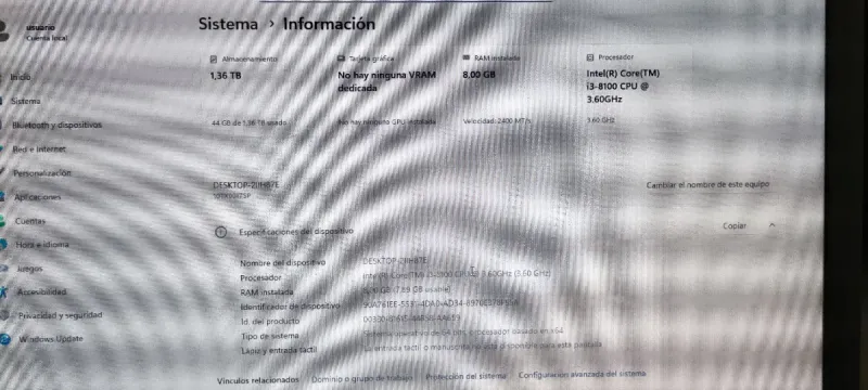 Ordenador PC sobremesa Lenovo V530 i3-8100. afbeelding 6