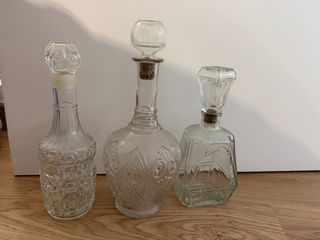 Juego de 3 botellas de cristal decorativas
