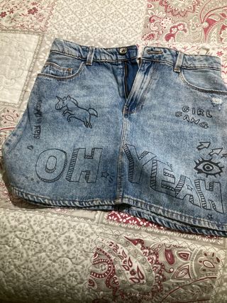 Falda vaquera estampada talla 11-12