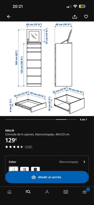Cómoda alta Malm Ikea blanca