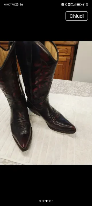 Stivali in pelle bordeaux