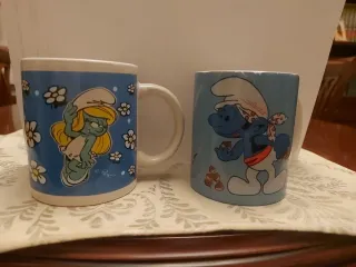 Tazas de cerámica de los Pitufos
