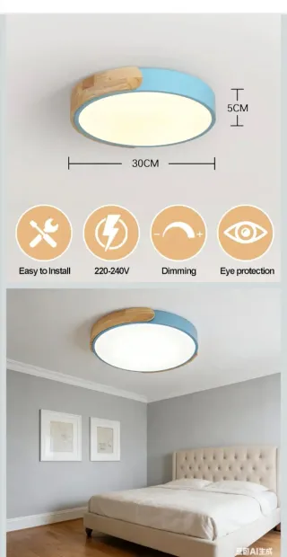 Luz LED Techo Madera Blanca