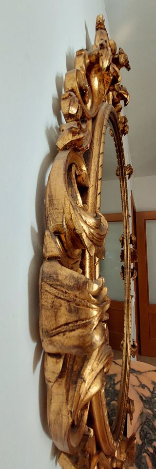 Espejo tipo Luis XV Barroco Dorado Tallado120x88cm