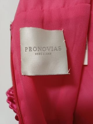 Vestido largo fiesta rosa con detalle dorado