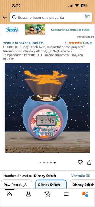 Reloj Despertador Disney Stitch Lexibook