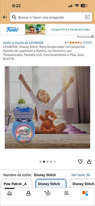 Reloj Despertador Disney Stitch Lexibook