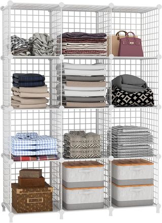 Organizador 12 cubos de alambre blanco 125x90cm