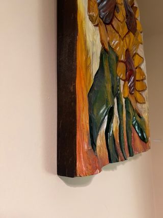 Cuadro de madera con girasoles