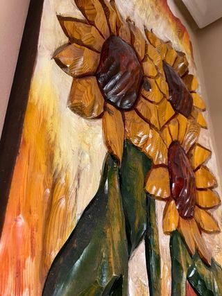 Cuadro de madera con girasoles