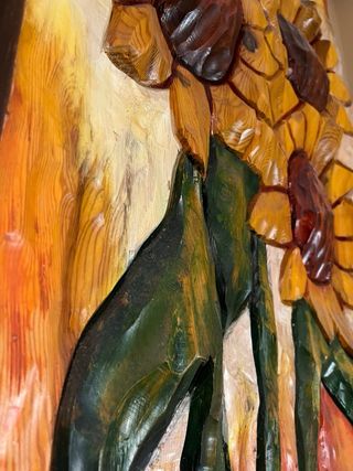 Cuadro de madera con girasoles