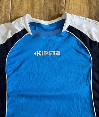 Maglia Kipsta maniche lunghe tecnica bambino blu
