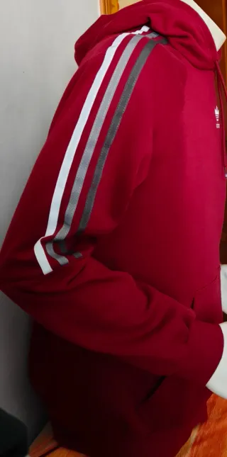 Sudadera Adidas con capucha burdeos Talla M