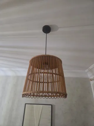 Juego 2 lámparas ratán y metal