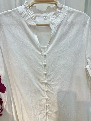 Blusa algodon blanca bordada M