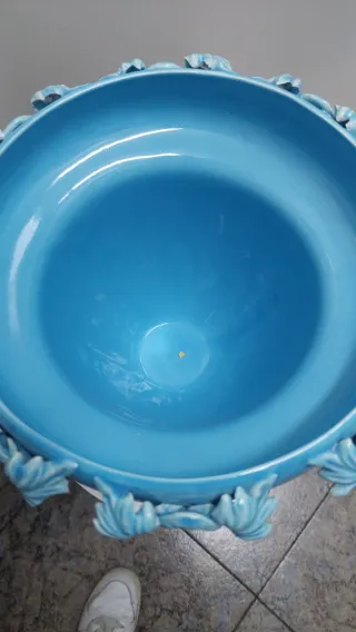 Jarrón Vintage Cerámica Manises Azul Clásico